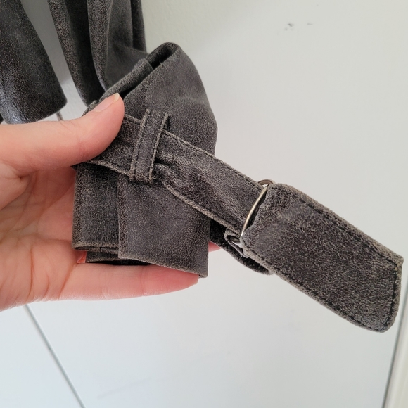 Plein Sud Faycal Amor Black Leather Jacket Top Combo Size 8 Grey Buckle Designer - Picture 12 of 14